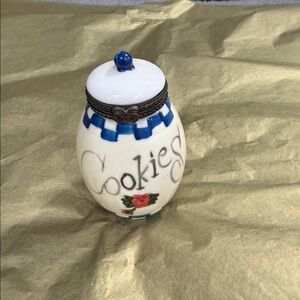 Limoges Blue and White Cookie Jar